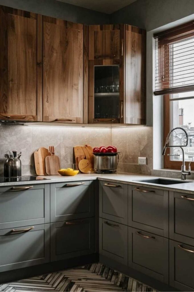 Dark Wood Kitchen Cabinets Ideas That Feel Warm, Modern, and Timeless 6 Mixing Dark Wood Cabinets with Other Materials