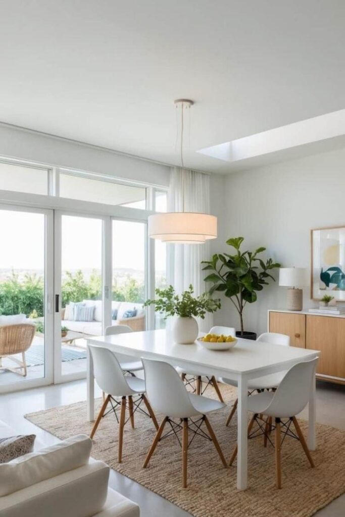 35 Beautiful Beach House Dining Room Ideas for a Light, Breezy, and Budget-Friendly Coastal Look 3 Modern Beach House Dining Room Ideas with Clean Lines
