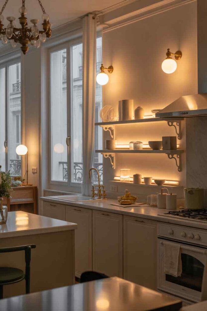 French Parisian Kitchen Ideas Timeless Inspiration, Budget-Friendly Charm, and Modern Elegance for Everyday Homes 6 Parisian Kitchen Lighting That Sets the Mood