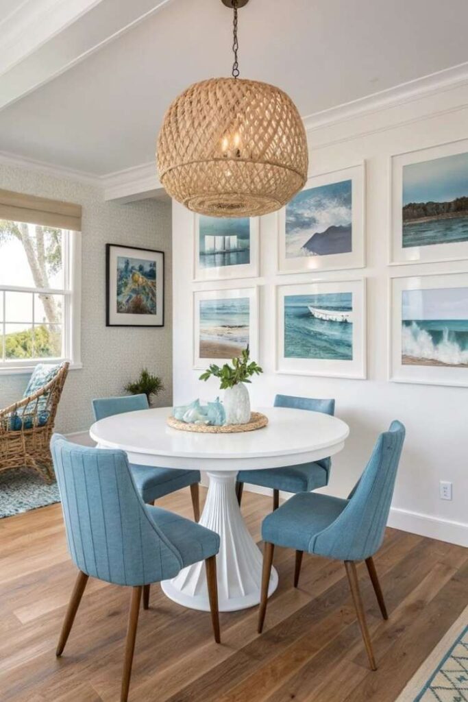 35 Beautiful Beach House Dining Room Ideas for a Light, Breezy, and Budget-Friendly Coastal Look 6 Wall Decor Ideas for a Coastal Dining Room Look