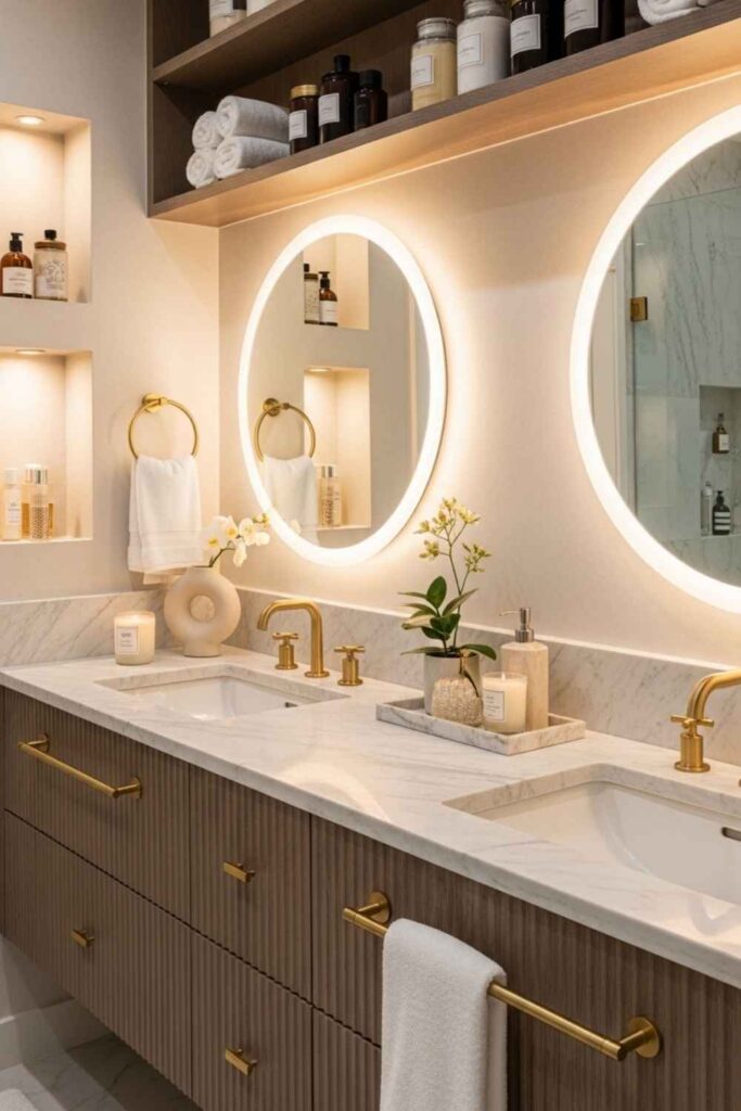 15+ Bathroom Storage Ideas That Transform Everyday Living 7 Celebrity & Social Media Interior Trends